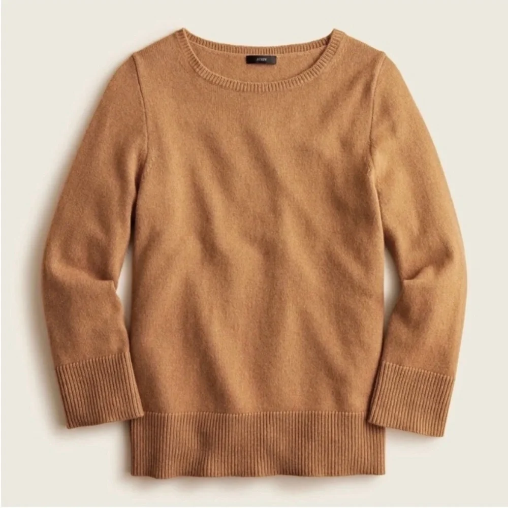 BOGO! J. Crew Wool Cashmere Oversized Crewneck Tunic Sweater Camel XS